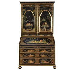 Venezia '700 Chinoiserie Venetian-Style Black Secretaire