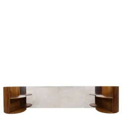 Verale Wood and Steel Headboard with Integrated Night Tables