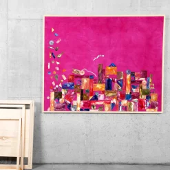 Verba Volant Pink Velvet Hand-Painted Tapestry