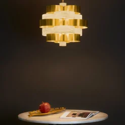 Vertigo Satin Brass & Alabaster Chandelier