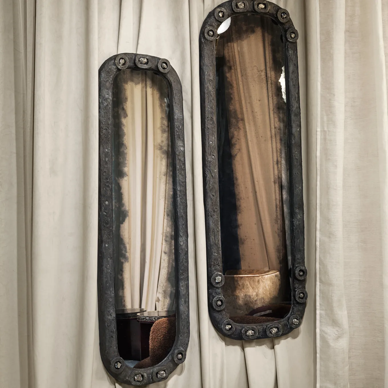 Verve Large Hand-Antiqued Pyrite Mirror