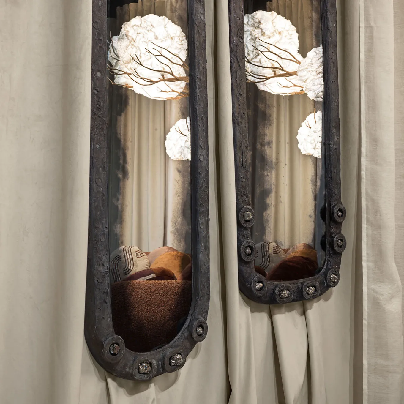 Verve Large Hand-Antiqued Pyrite Mirror