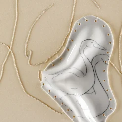 Vestale Beige Embroidered Textile and Ceramic Table Lamp by CContinua+Mamt