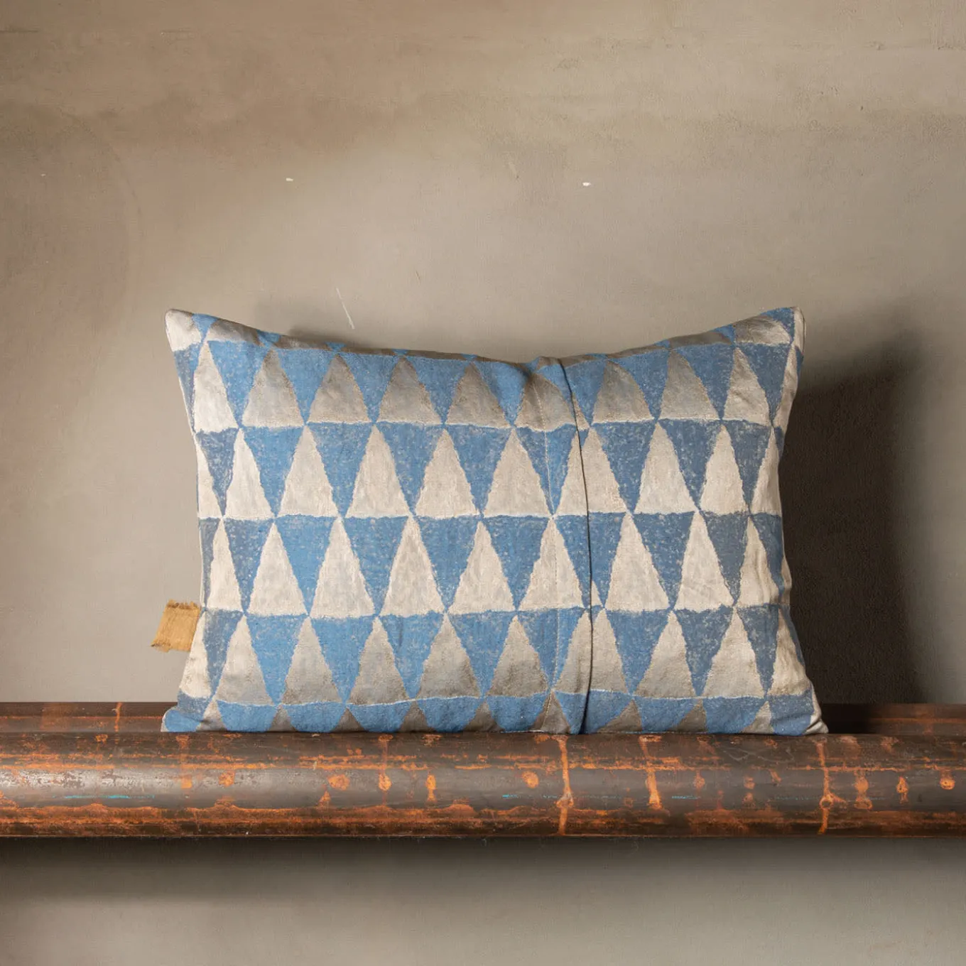 Viburno Rectangular Patterned Blue & Beige Cushion