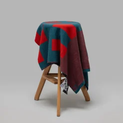 Viceversa Red And Blue Merino Wool Blanket