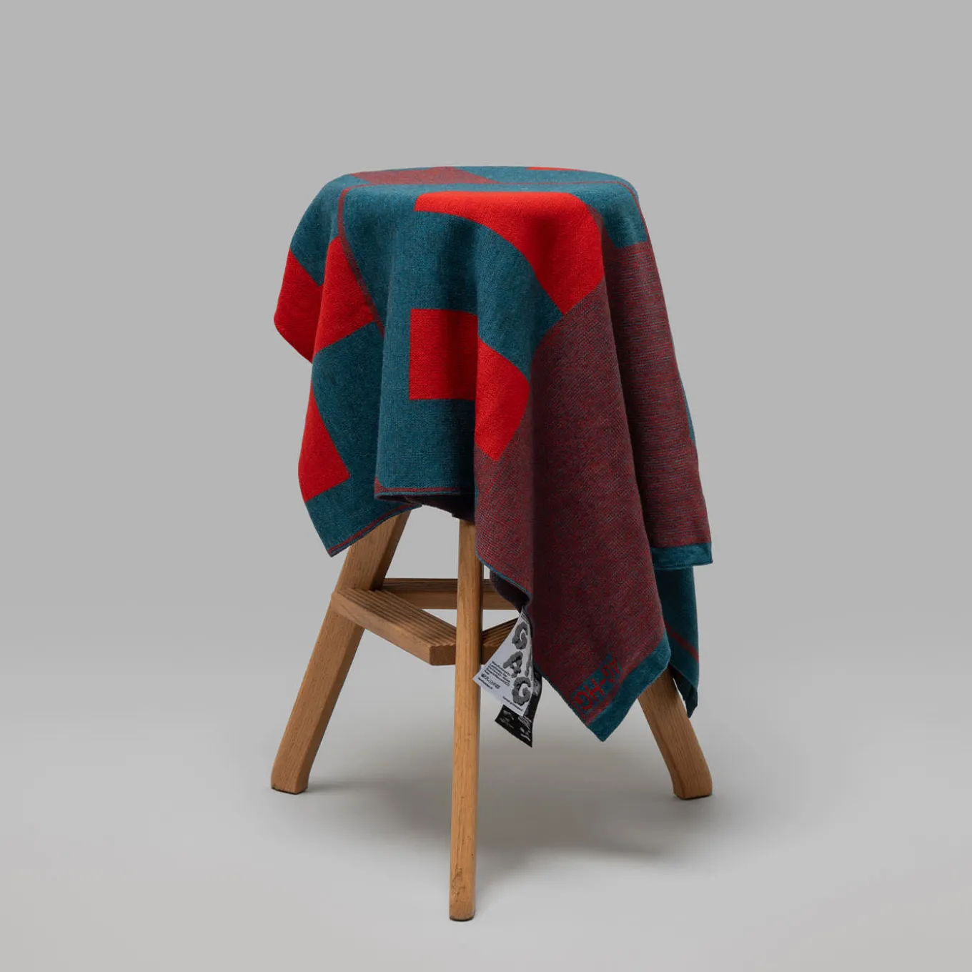 Viceversa Red And Blue Merino Wool Blanket