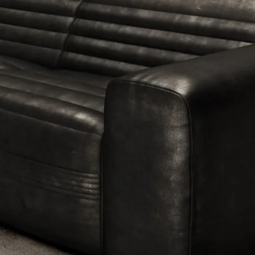 Vicious Modular Leather Black Sofa