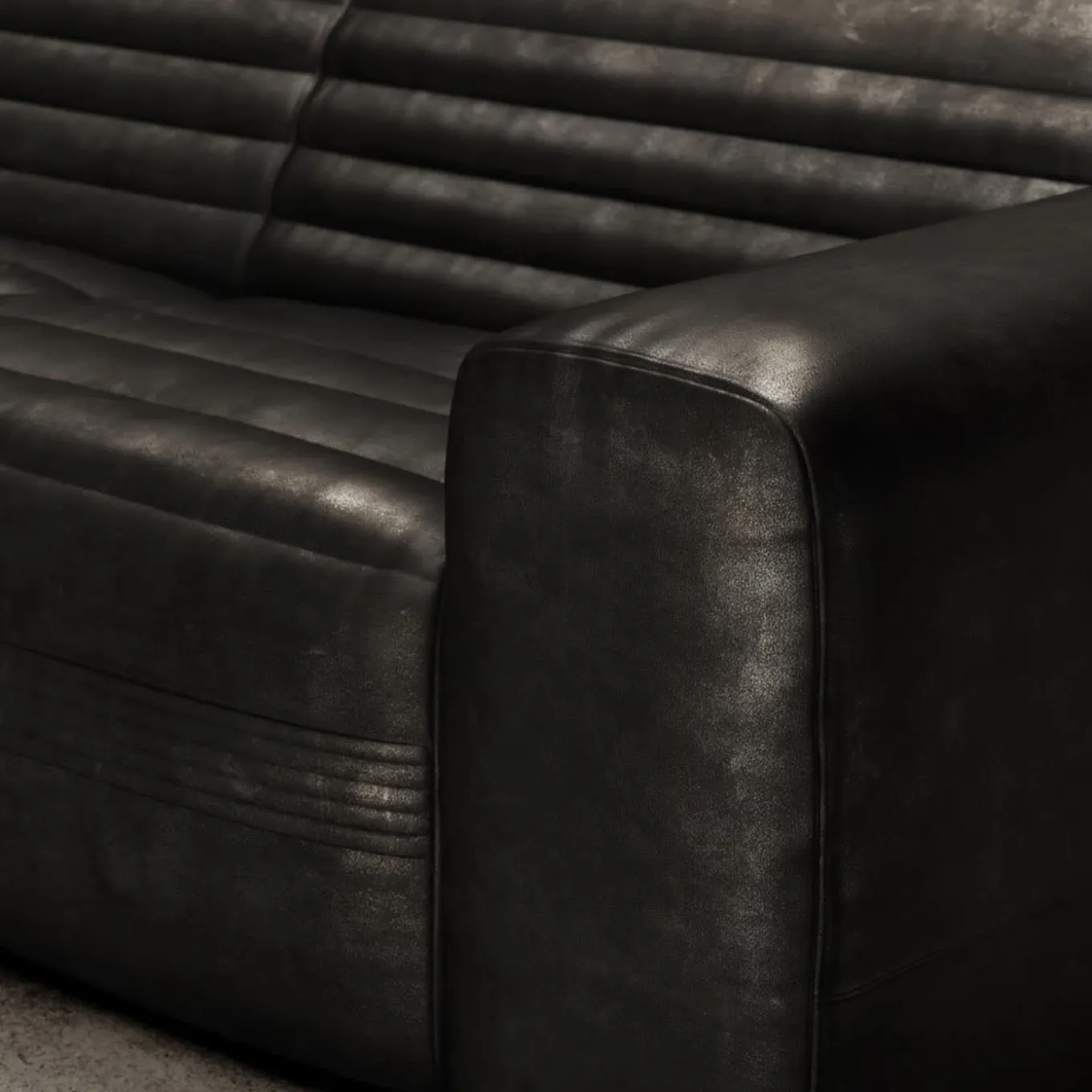 Vicious Modular Leather Black Sofa