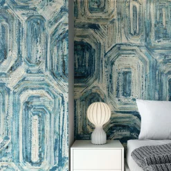 Victoria'S Artwork White And Blue Wallcovering