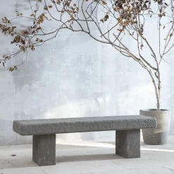 Vicum gray Peperino Stone outdoor bench