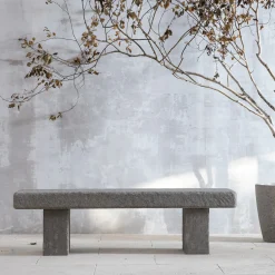 Vicum gray Peperino Stone outdoor bench