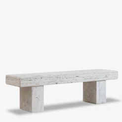 Vicum Travertine Stone Outdoor Bench