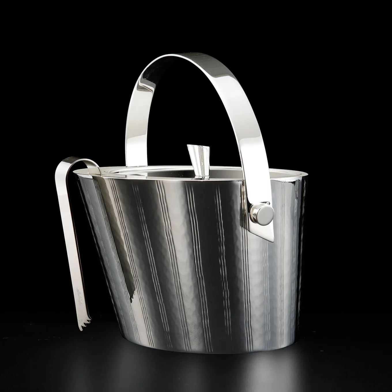 Vie Silver Ice Bucket with Tongs