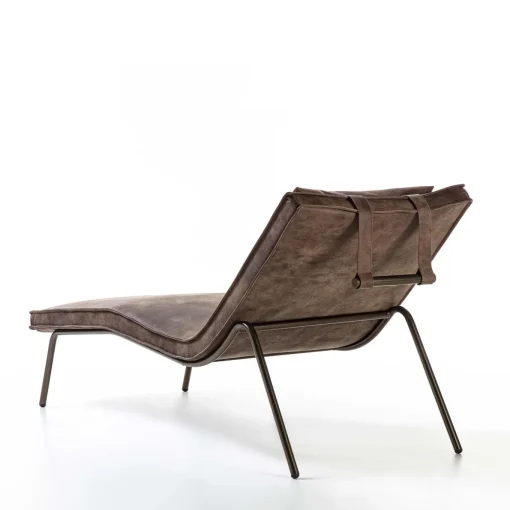Vintage Brown Leather Chaise Longue