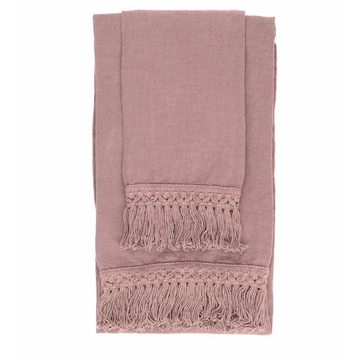 Vintage Pink Towel Set with Long Fringe