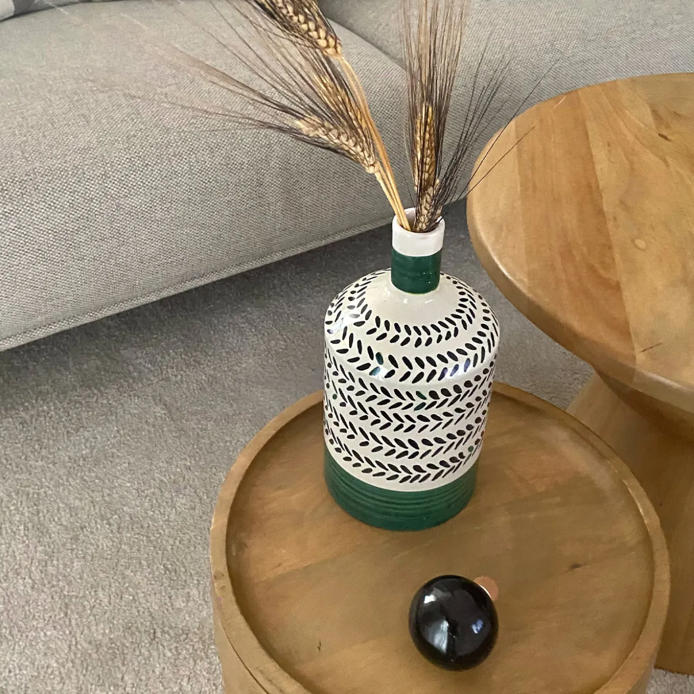 Virgo Decorative Green Bottle with Lid