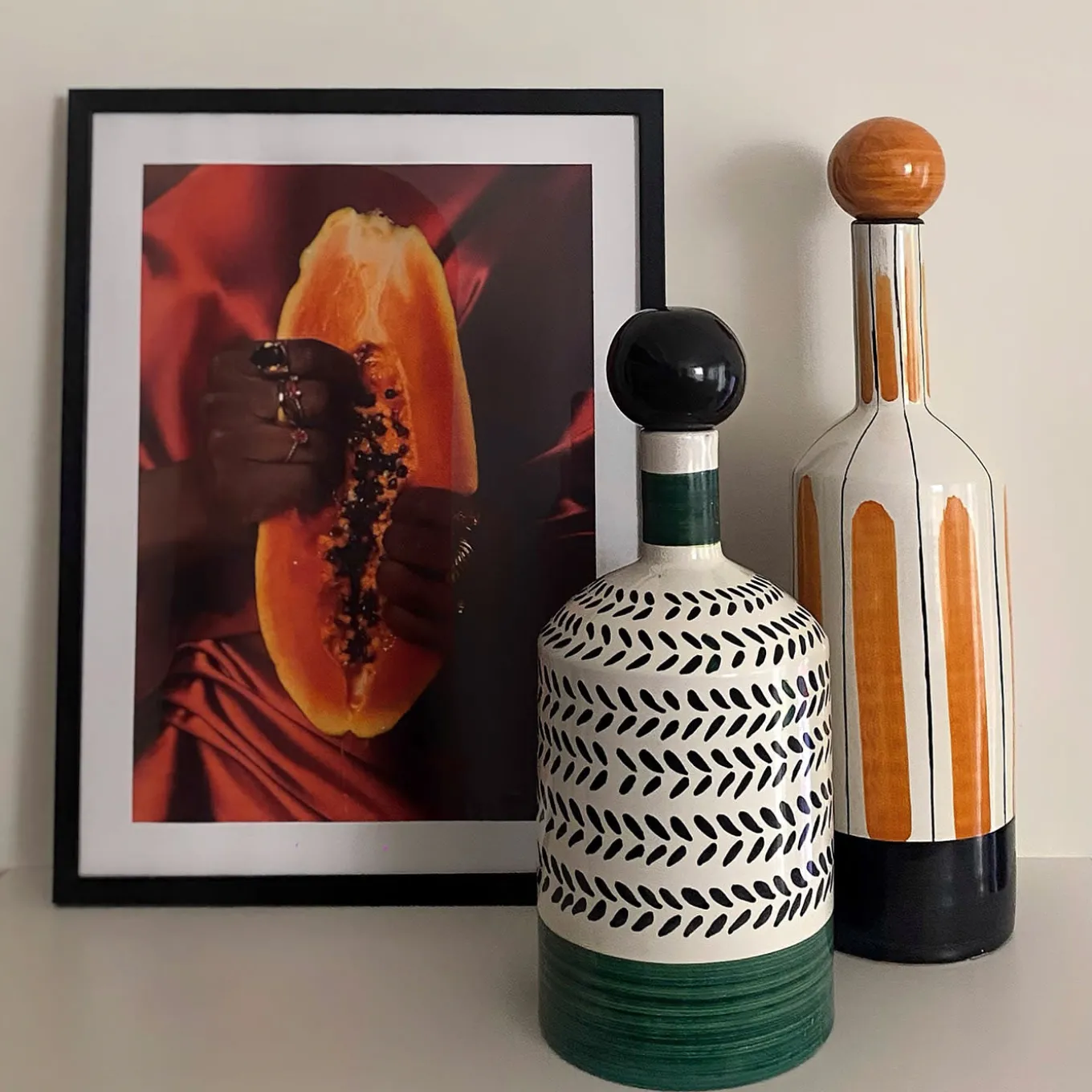 Virgo Decorative Green Bottle with Lid