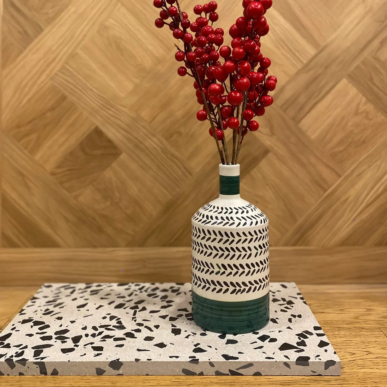 Virgo Decorative Green Bottle with Lid