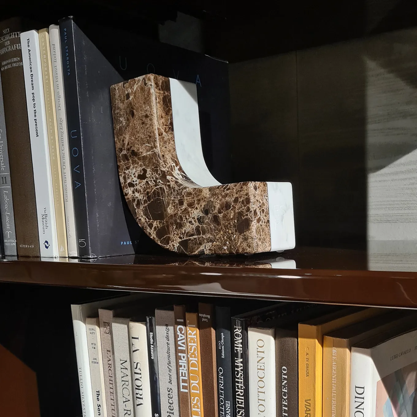 Virgola Emperador Dark and White Carrara Marble Bookend