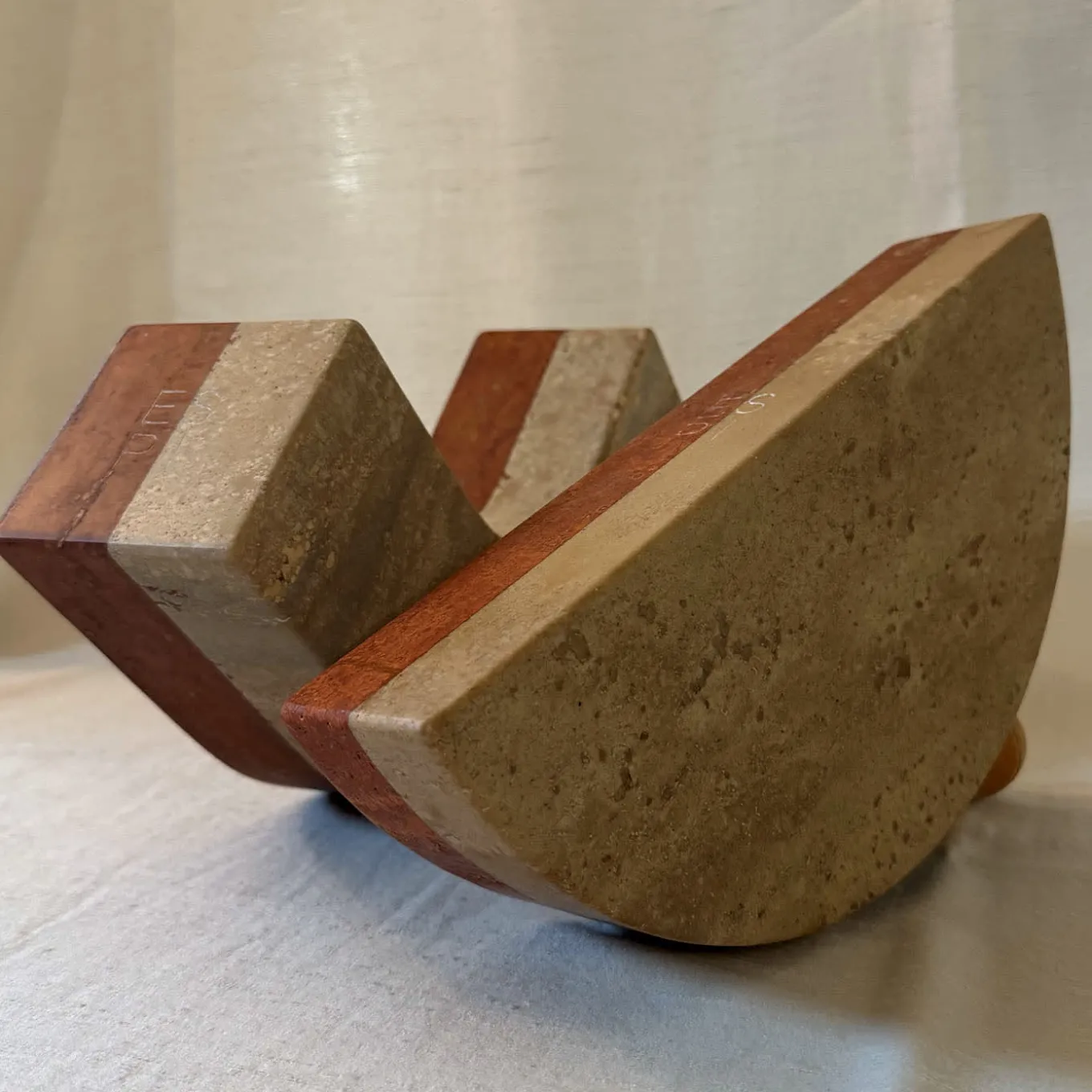 Virgola Roman and Persian Travertine Bookend