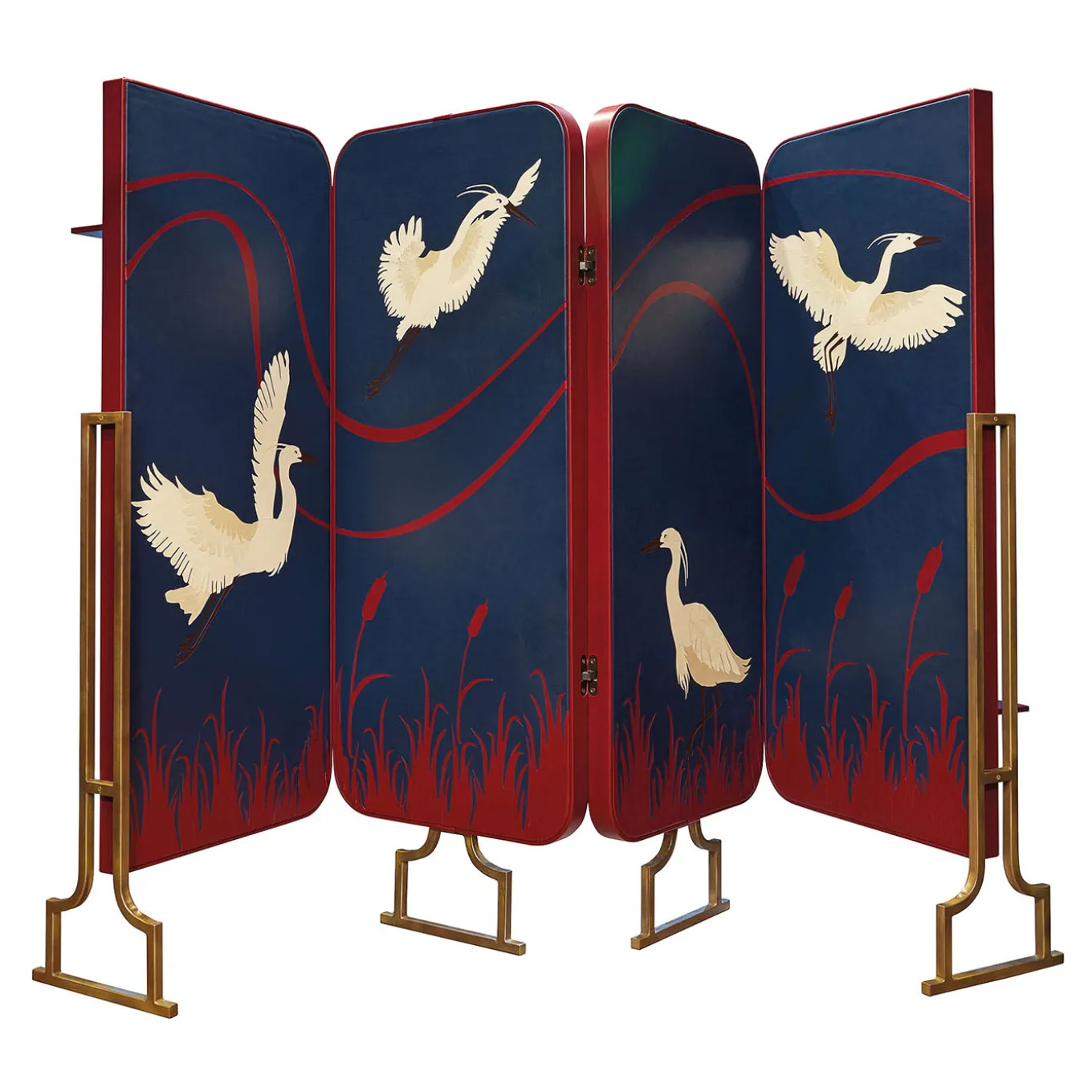 Virna Leather Double-Face Four-Panel Screen