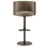 Virna Taupe Velvet Swivel Bar Stool With Backrest