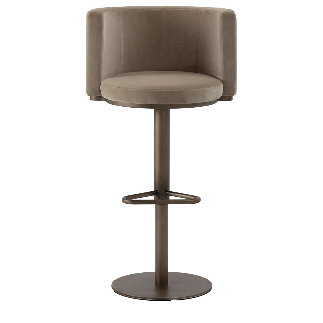 Virna Taupe Velvet Swivel Bar Stool With Backrest