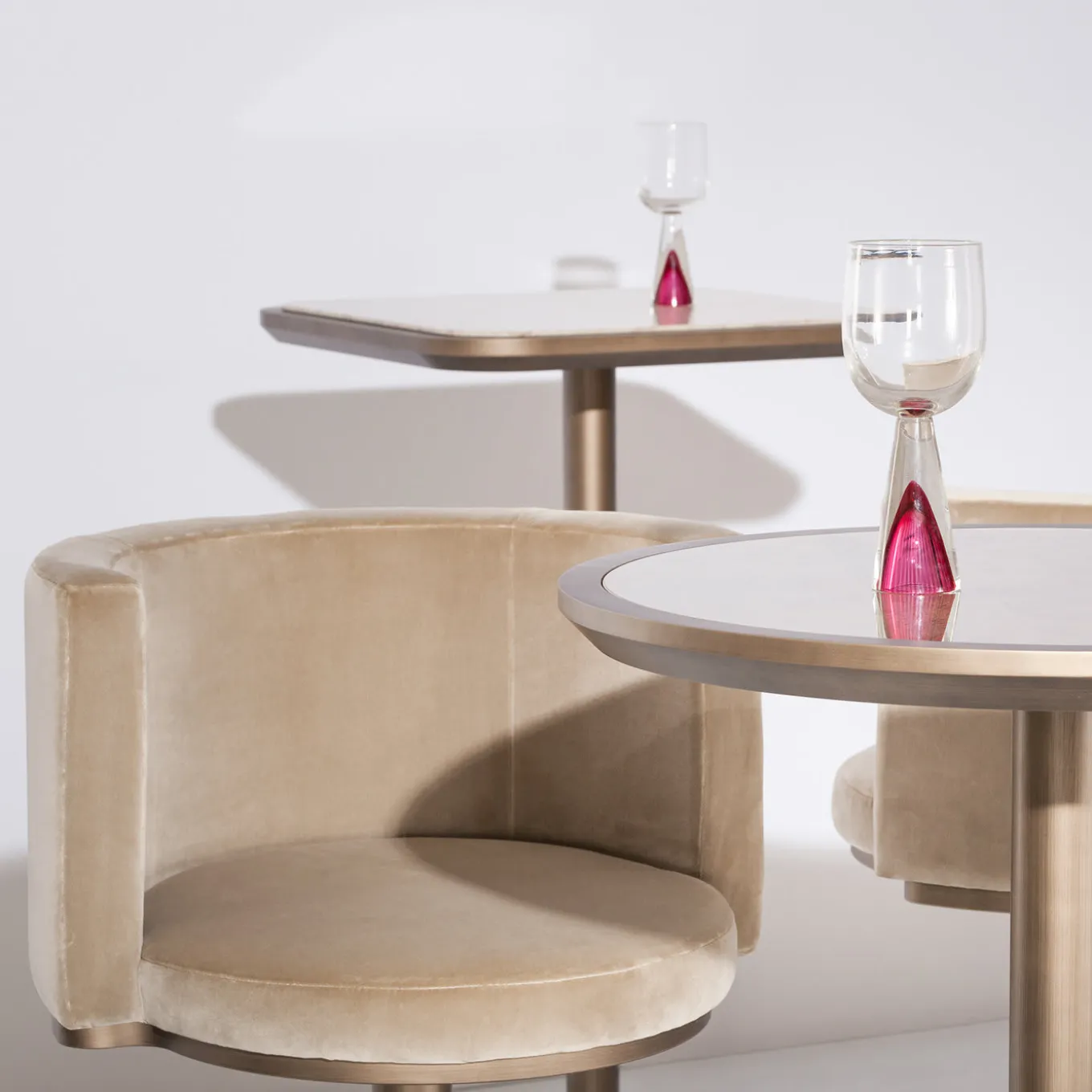 Virna Taupe Velvet Swivel Bar Stool With Backrest