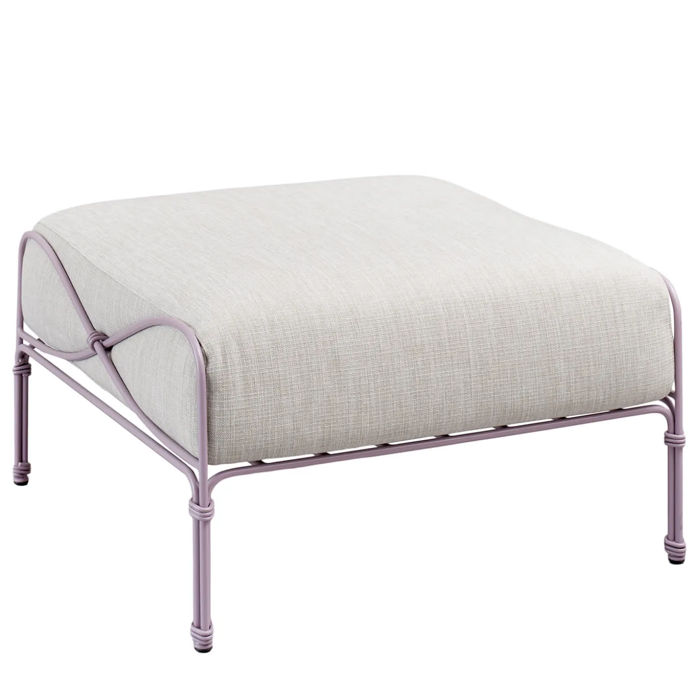 Vitis Lilac and Beige Ottoman by Ciarmoli Queda Studio in Stainless Steel