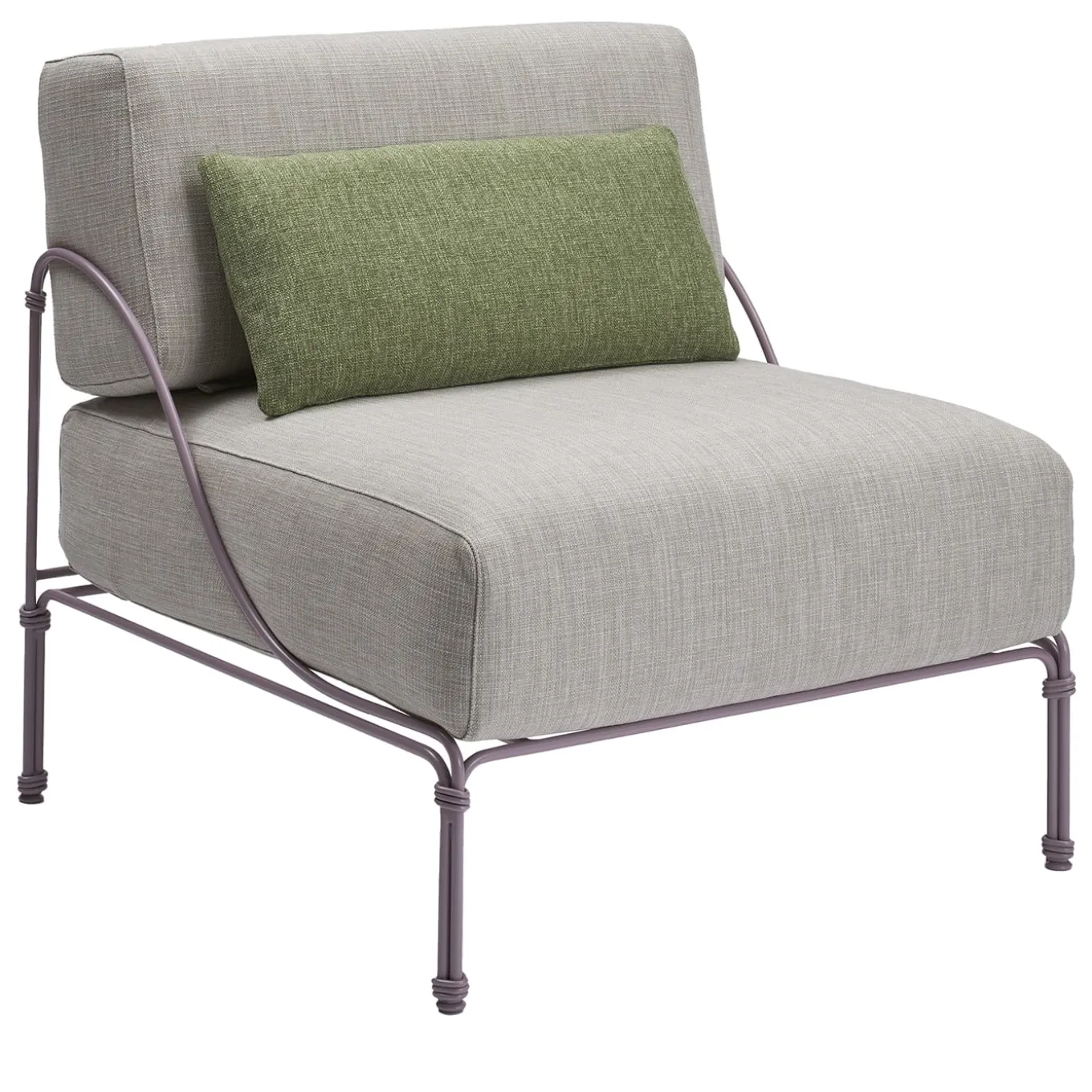 Vitis Lilac and Gray Armchair by Ciarmroli Queda Studio in Stainless Steel