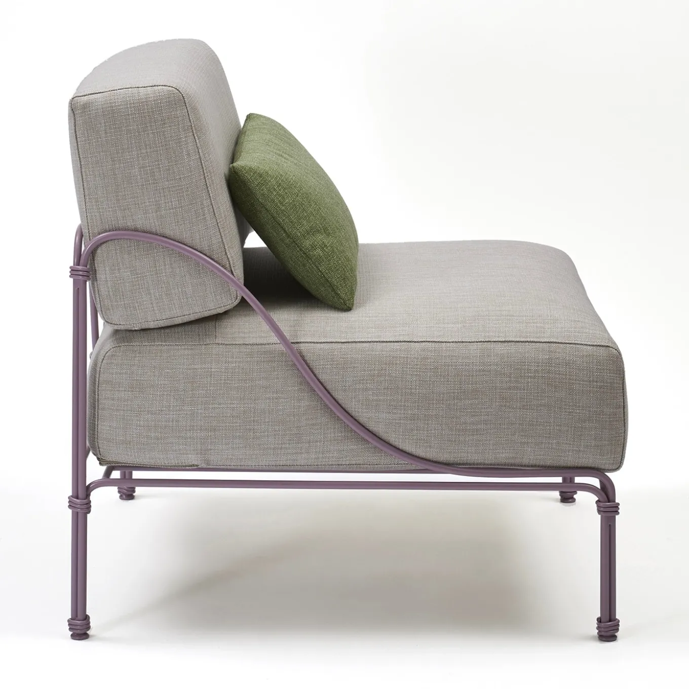 Vitis Lilac and Gray Armchair by Ciarmroli Queda Studio in Stainless Steel