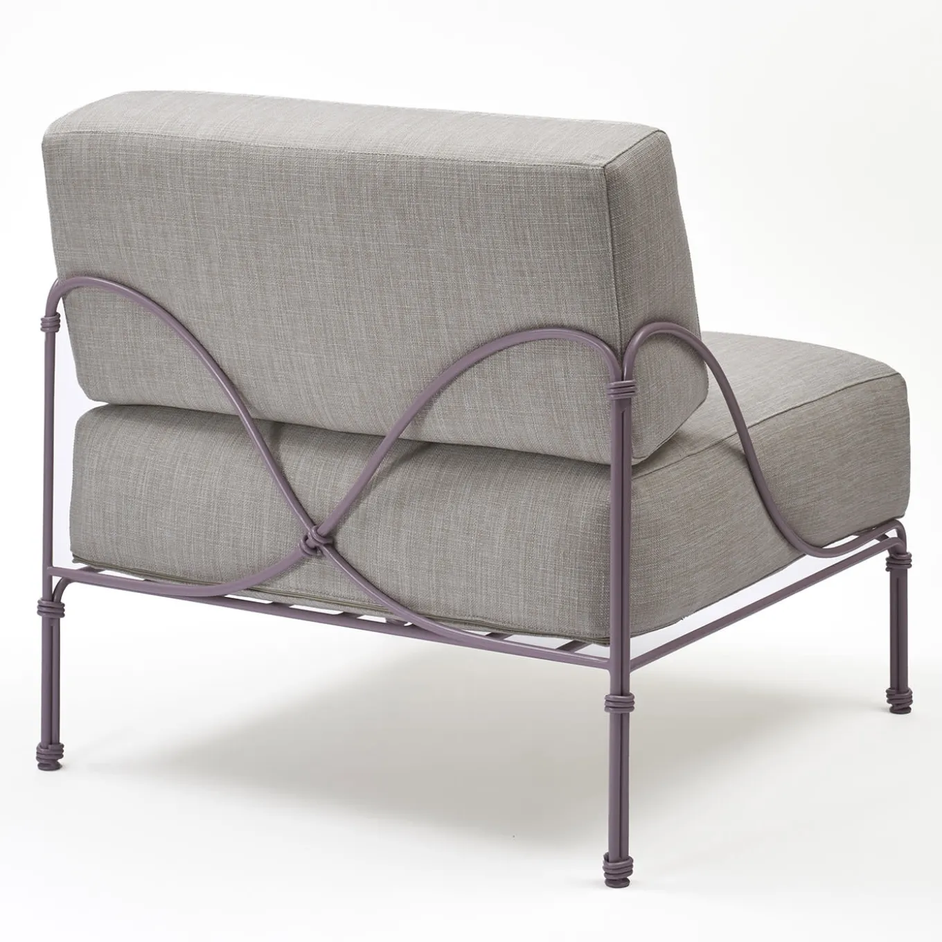 Vitis Lilac and Gray Armchair by Ciarmroli Queda Studio in Stainless Steel