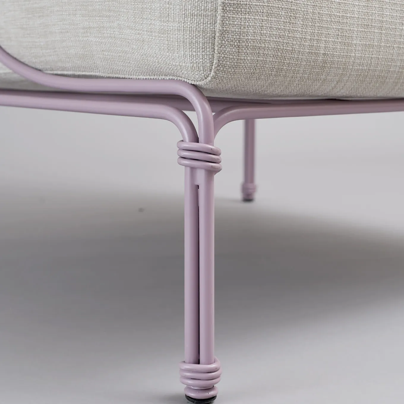 Vitis Lilac and Gray Armchair by Ciarmroli Queda Studio in Stainless Steel