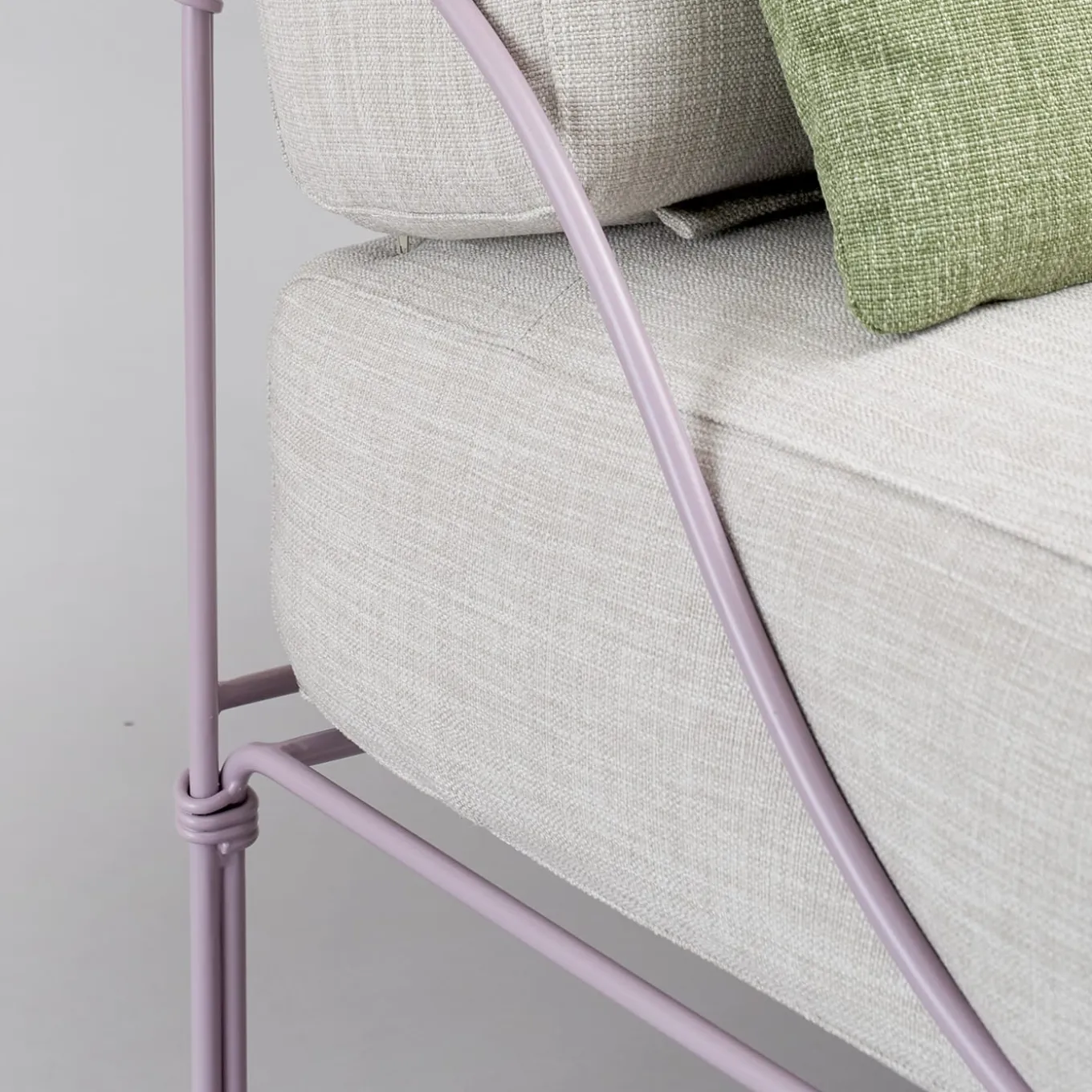 Vitis Lilac and Gray Armchair by Ciarmroli Queda Studio in Stainless Steel