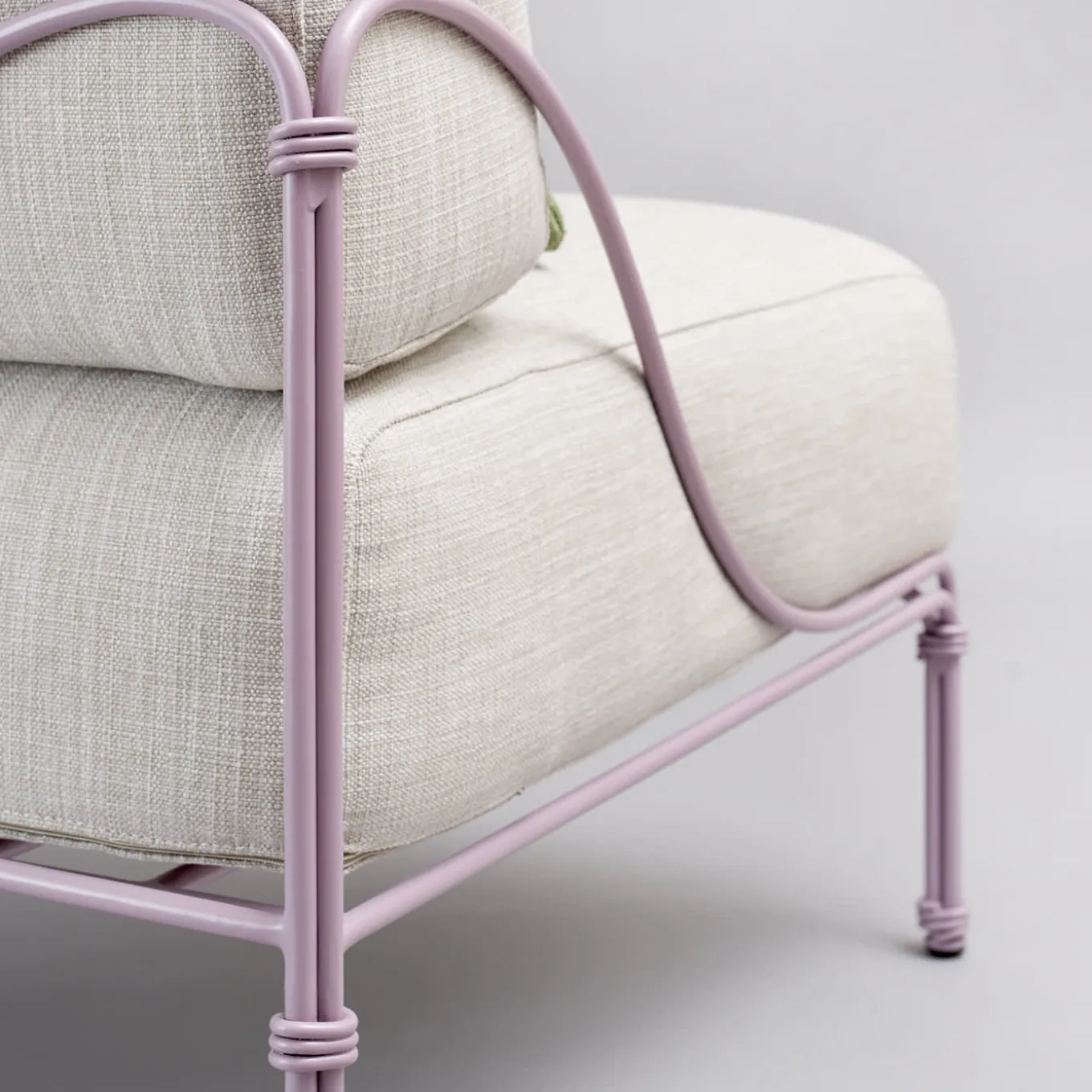 Vitis Lilac and Gray Armchair by Ciarmroli Queda Studio in Stainless Steel