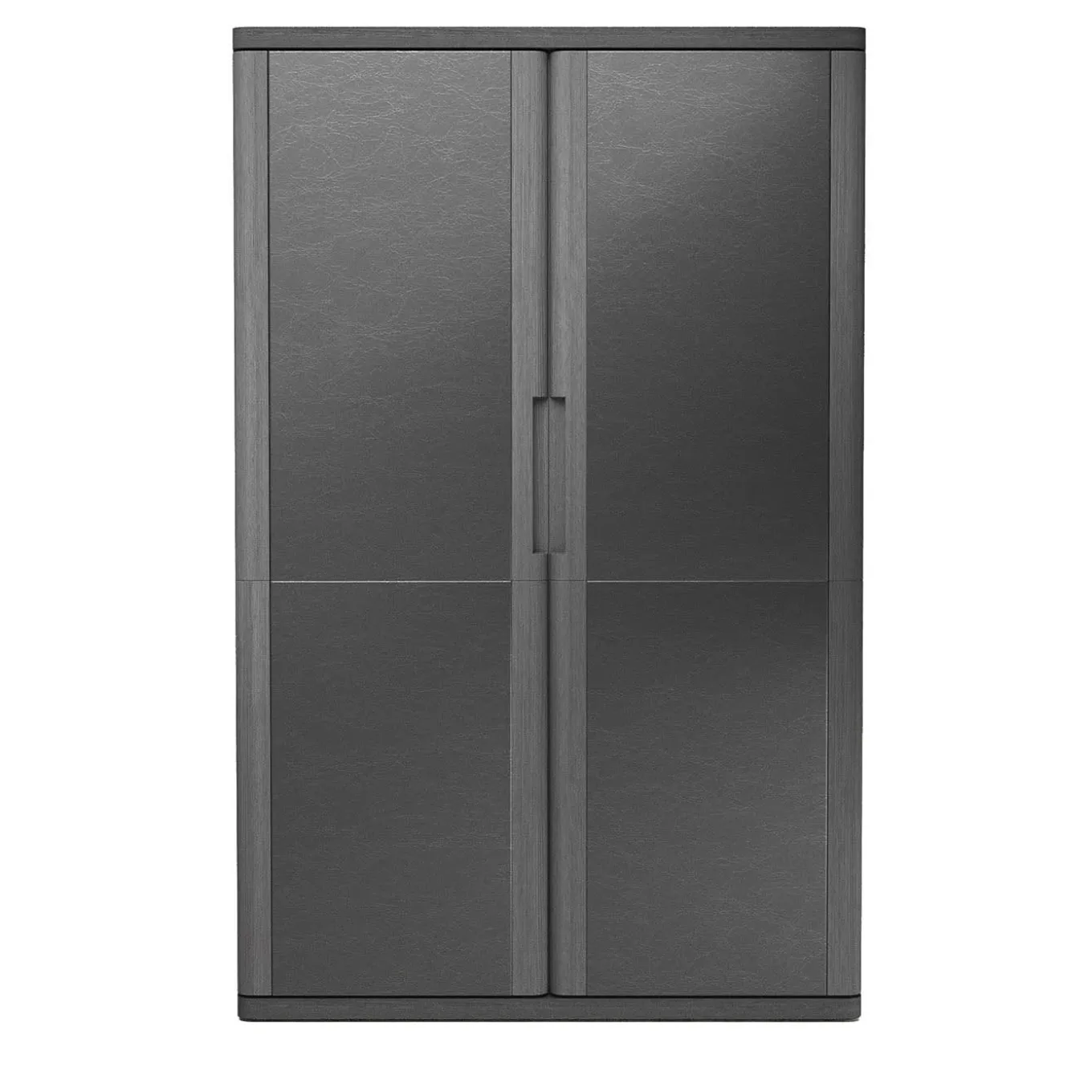 Vittorio Black Rough Leather And Ash Wood Cabinet