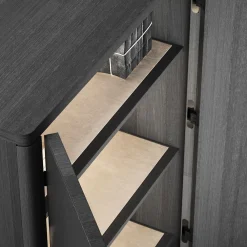 Vittorio Black Rough Leather And Ash Wood Cabinet