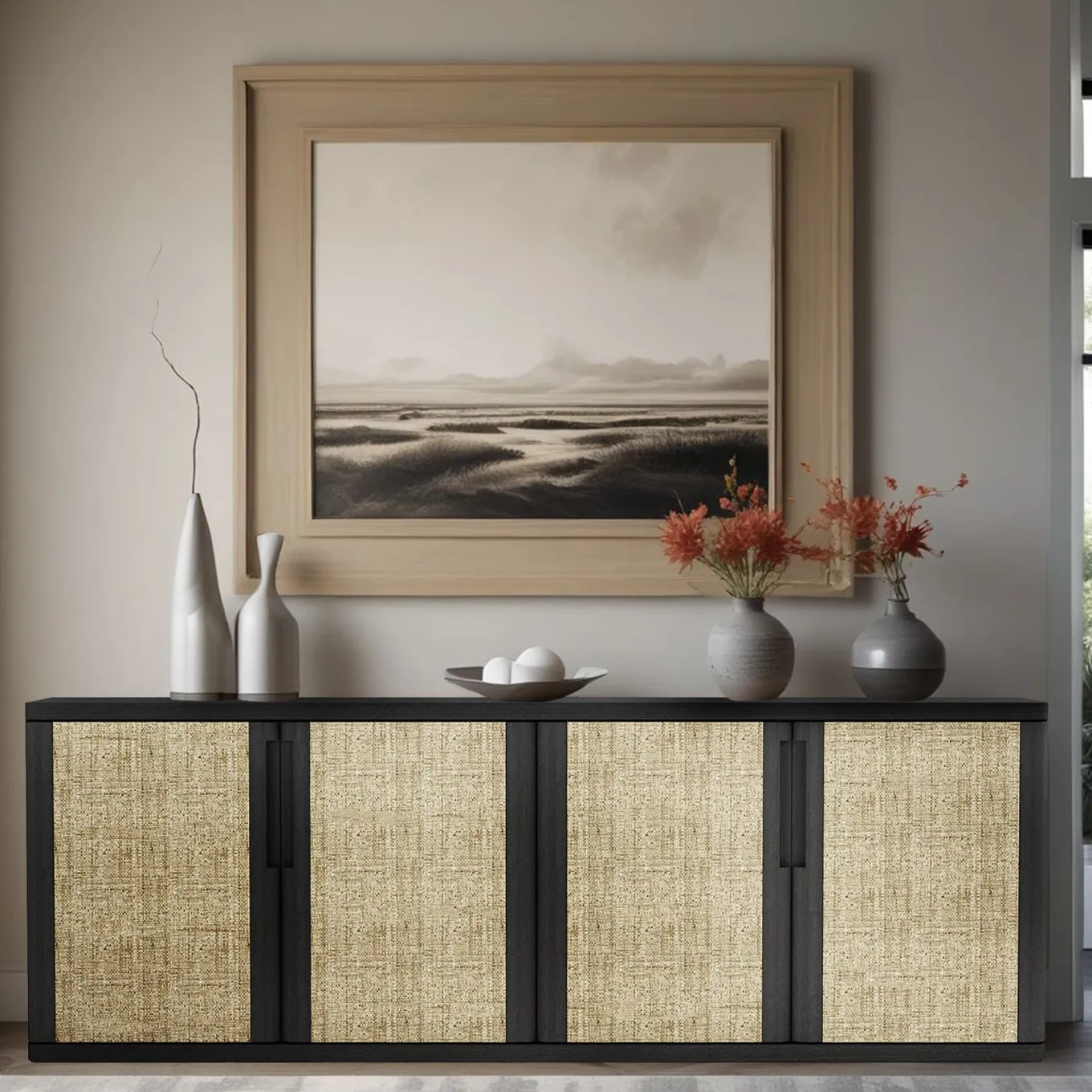 Vittorio Miel Natural Raphia Sideboard