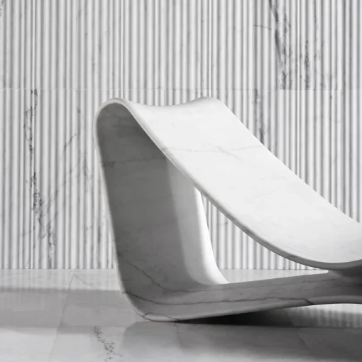 Volute White Marble Chaise Lounge