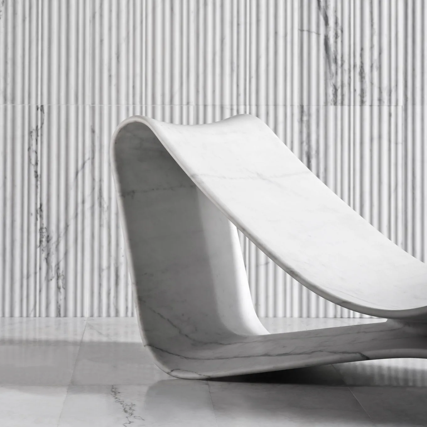 Volute White Marble Chaise Lounge