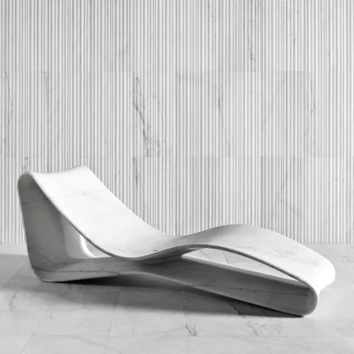 Volute White Marble Chaise Lounge