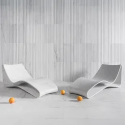 Volute White Marble Chaise Lounge
