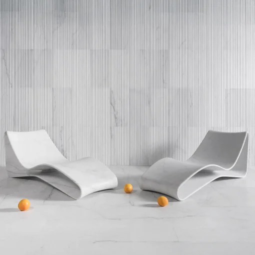 Volute White Marble Chaise Lounge