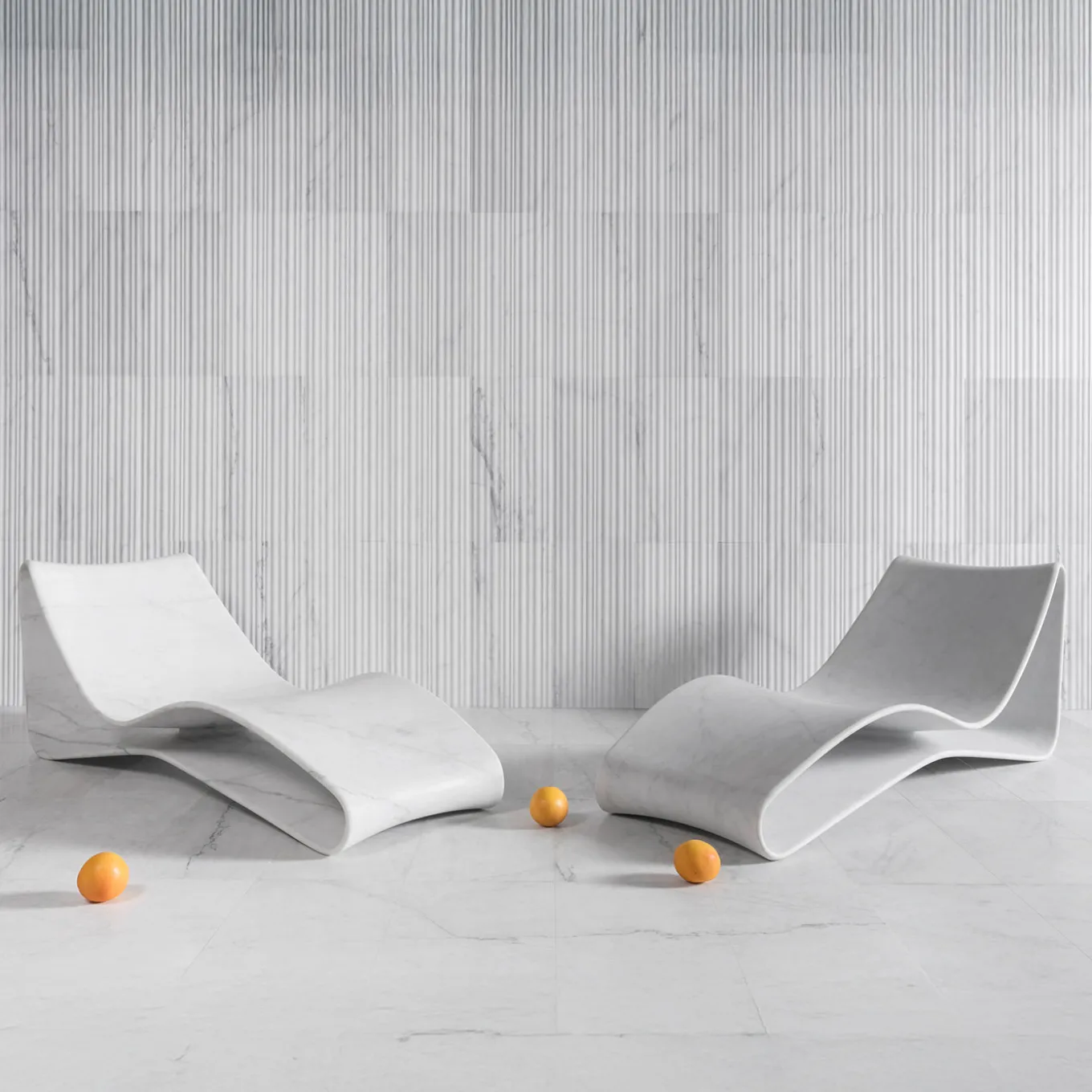Volute White Marble Chaise Lounge