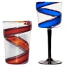 Vortex Set of Blue/Purple Stem Glass and Red/Purple Glass