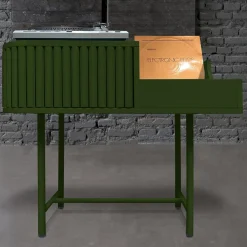 VYC Green Record Player Console in MDF by Max Dalle Sasse