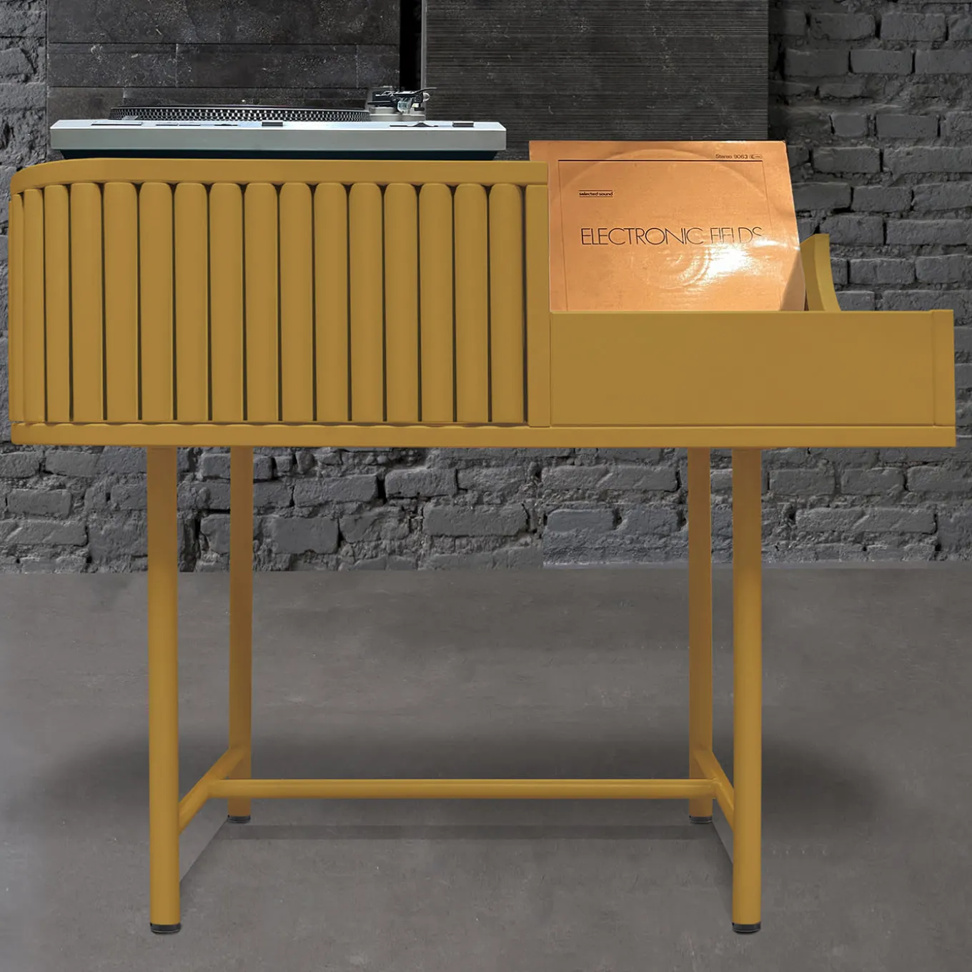 VYC Honey Yellow Record Player Console in MDF by Max Dalle Sasse