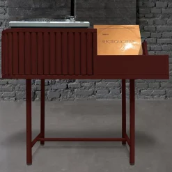 VYC Wine Red Record Player Console in MDF by Max Dalle Sasse