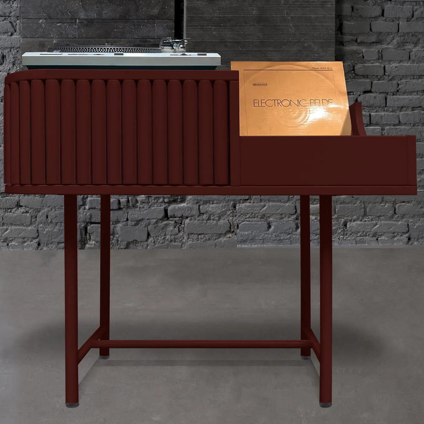 VYC Wine Red Record Player Console in MDF by Max Dalle Sasse
