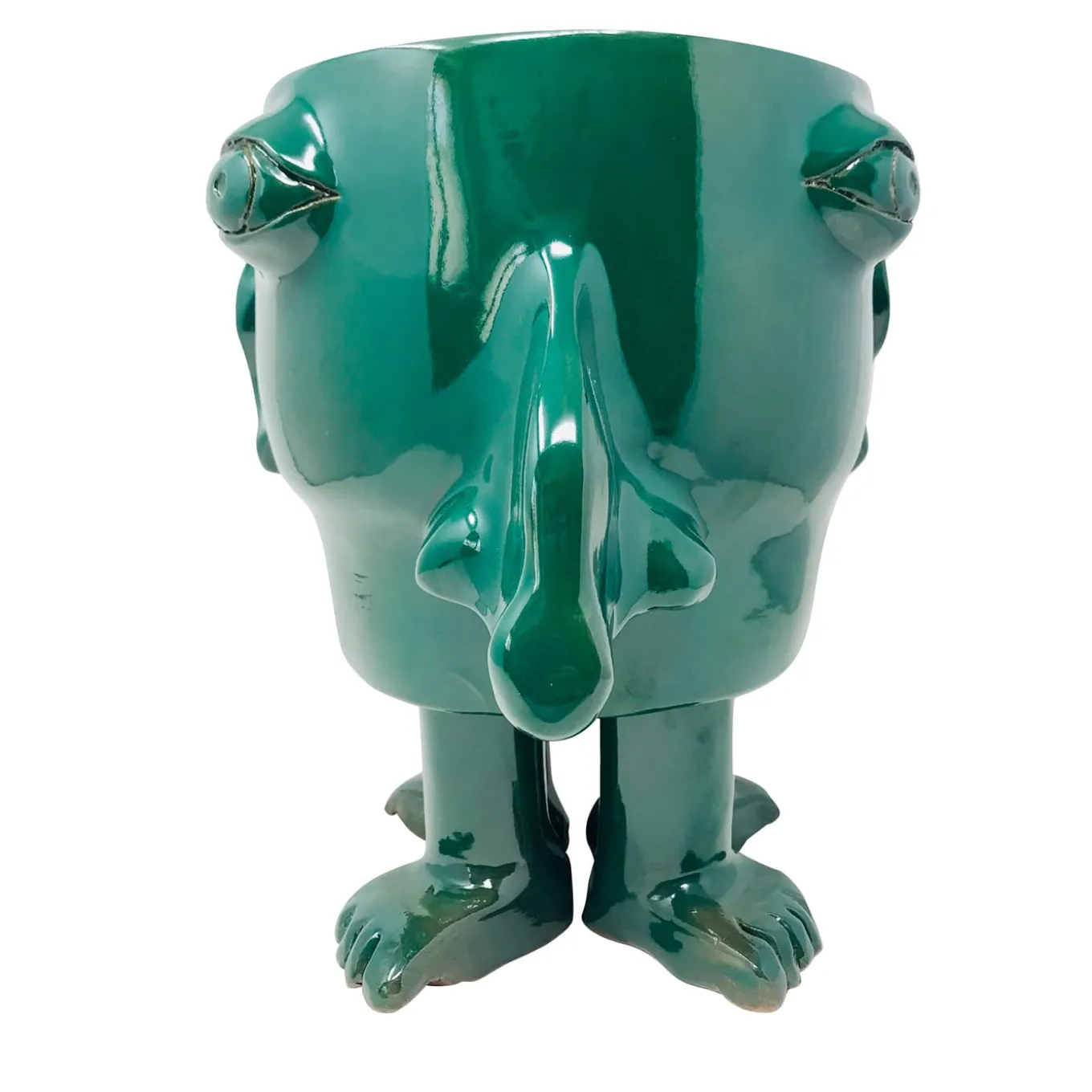 Walking Head Medium Green Flower Pot